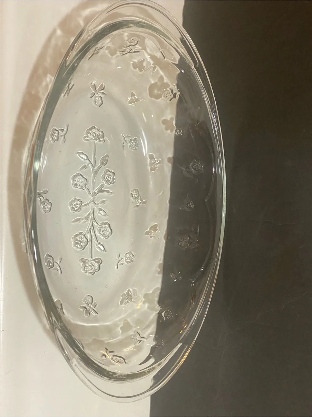 Vintage Anchor Hocking Savannah Glass Oval 2 Qt Lidded Casserole Dish Floral Ros